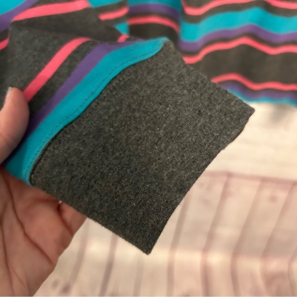 HUF Worldwide pastel striped preppy retro cotton tee, unisex, Large - Picture 5 of 8